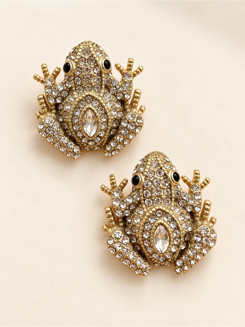 Crystal Frog Stud Earrings Unique Jewelry